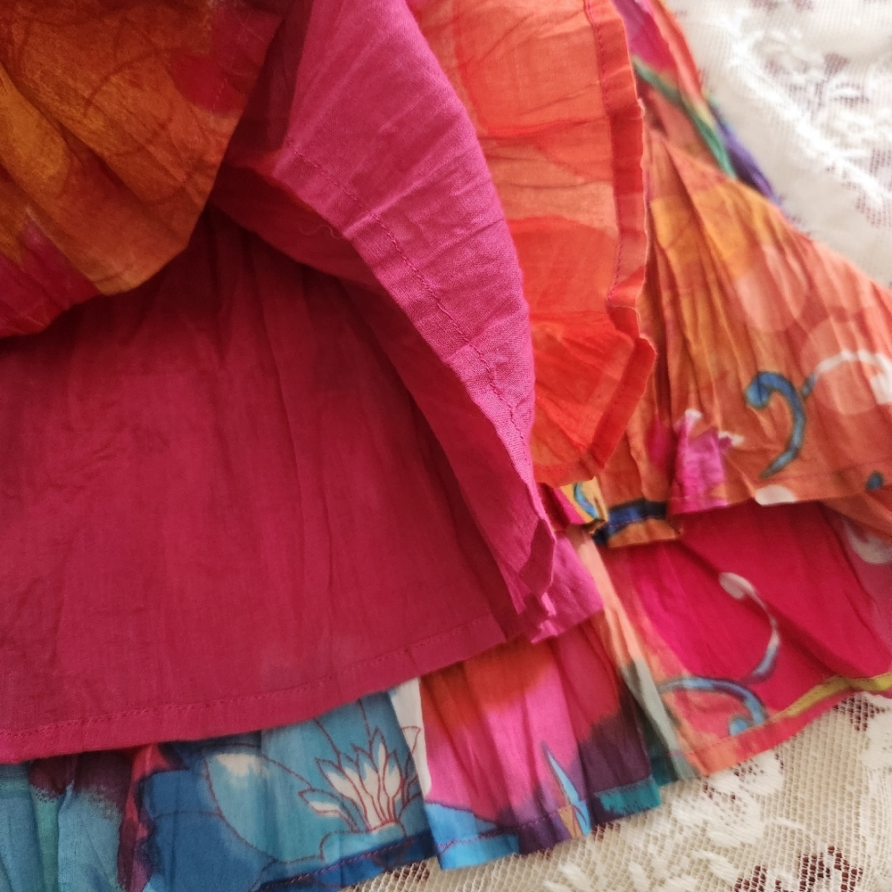 Vintage India Cotton Tiered Broomstick Skirt Abst… - image 4